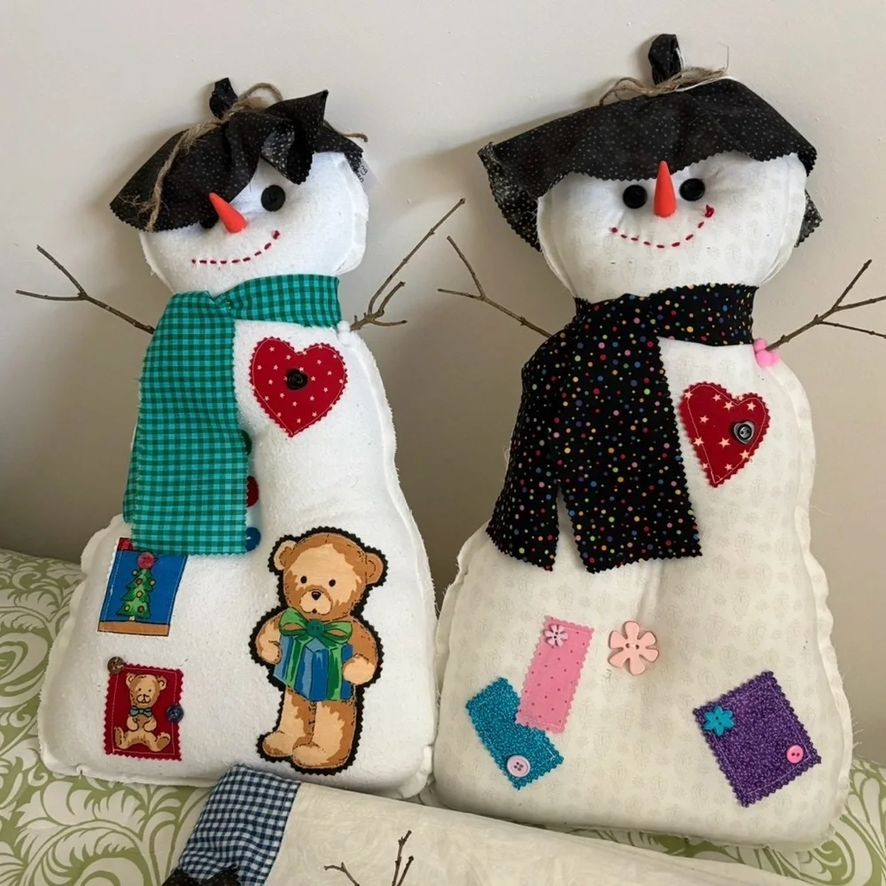 Festive Snowman Plush with Green Scarf